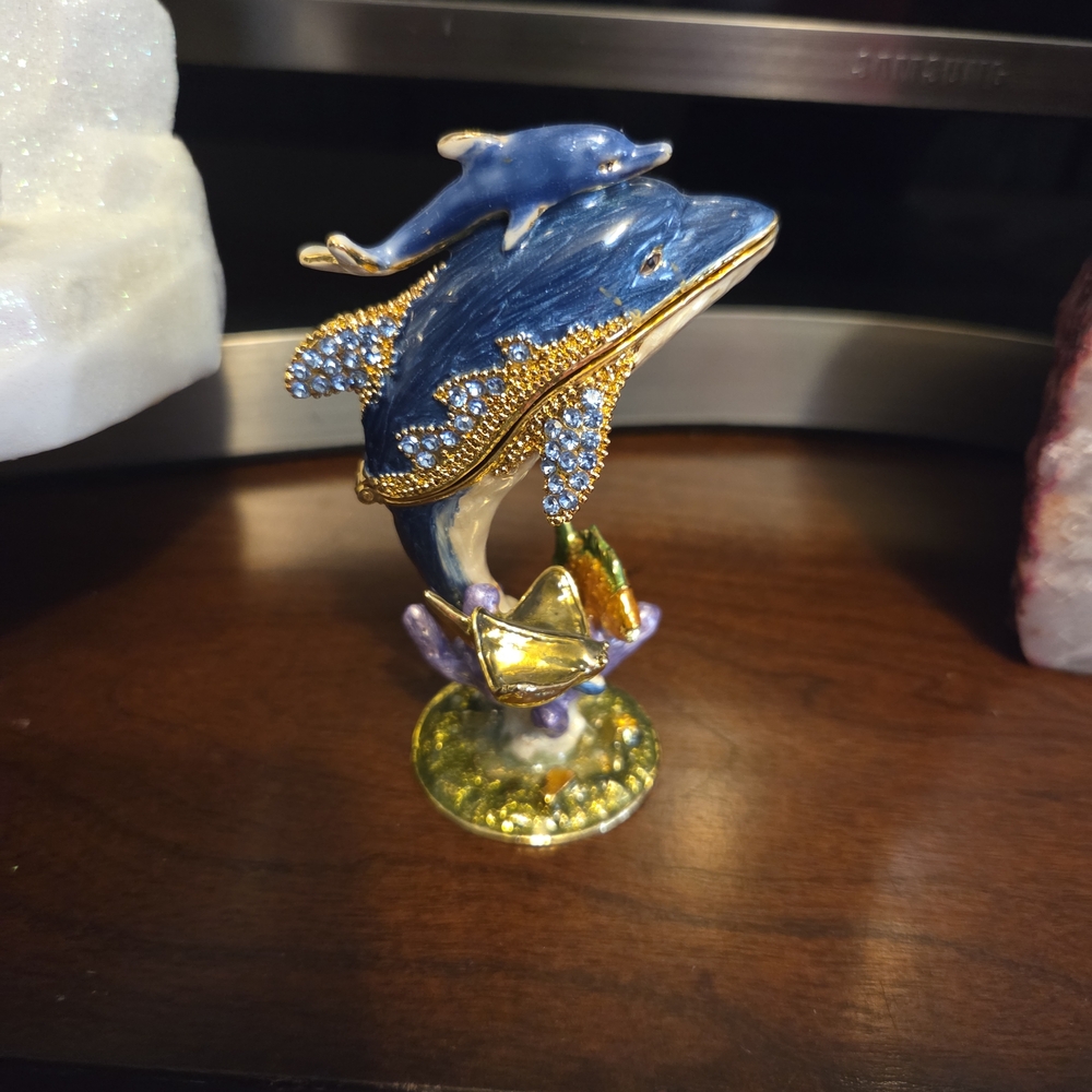 Blue and Gold Dolphin Trinket